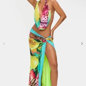 Vibrant Multicolor Halter Skirt Set
